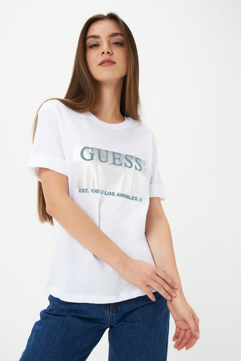 фото Футболка женская guess w1bi04k46d1g011 белая 48 ru