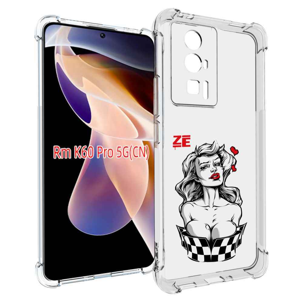Чехол MyPads черно белая девушка с красными губами женский для Xiaomi Redmi K60 Pro
