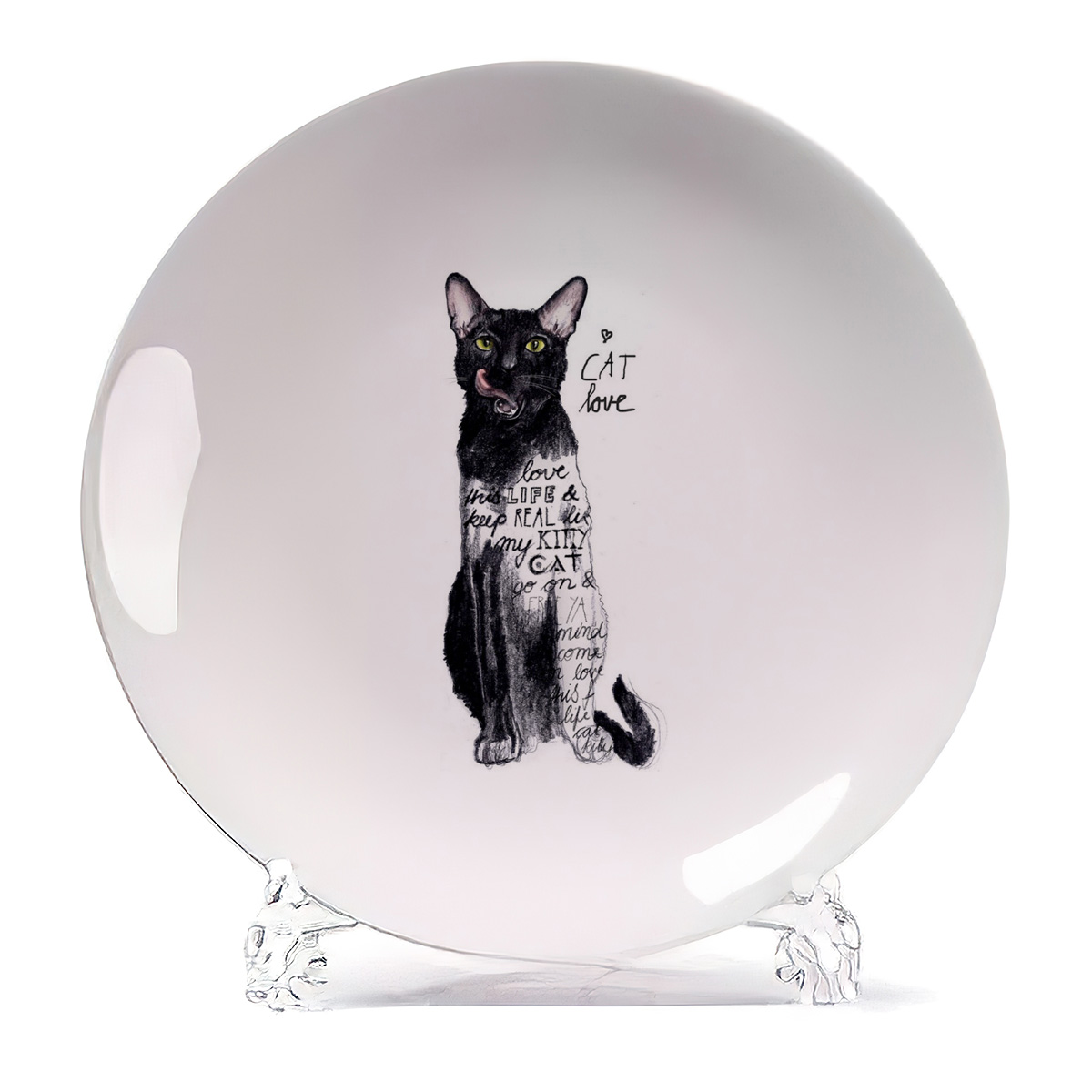 

Тарелка CoolPodarok Модный принт Cat love, Модный принт Cat love