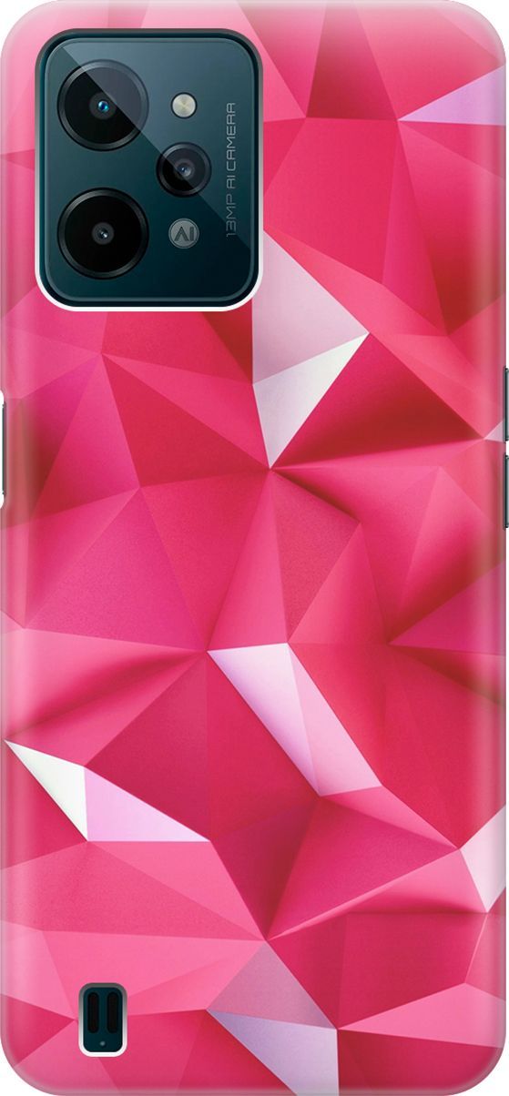 

Силиконовый чехол на realme C31 с принтом "Малиновые ромбы", Красный;розовый, 1569200