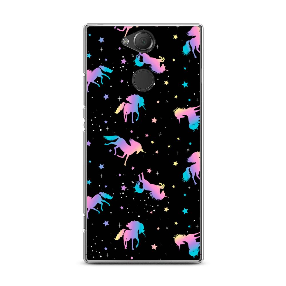 

Чехол на Sony Xperia XA2 Plus "Единороги градиент", Черный;розовый;голубой, 53550-1