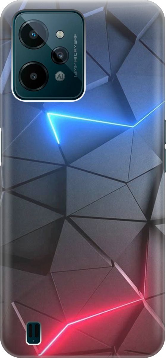 

Силиконовый чехол на realme C31 с принтом "Графитовые грани", Серый;синий, 1569200