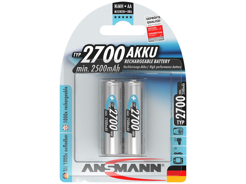 фото Аккумулятор ansmann aa 2700mah bl2 (2 штуки) 5030852-ru 16670