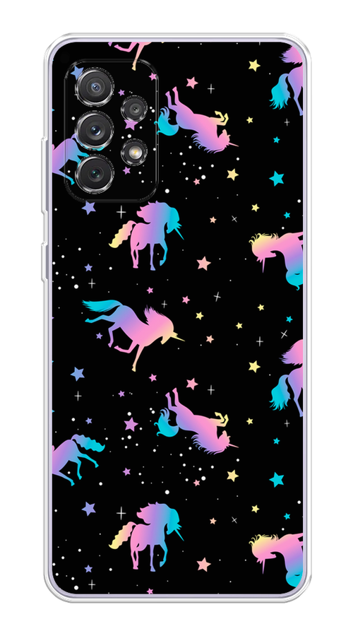 

Чехол на Samsung Galaxy A73 "Единороги градиент", Черный;розовый;голубой, 2104650-1