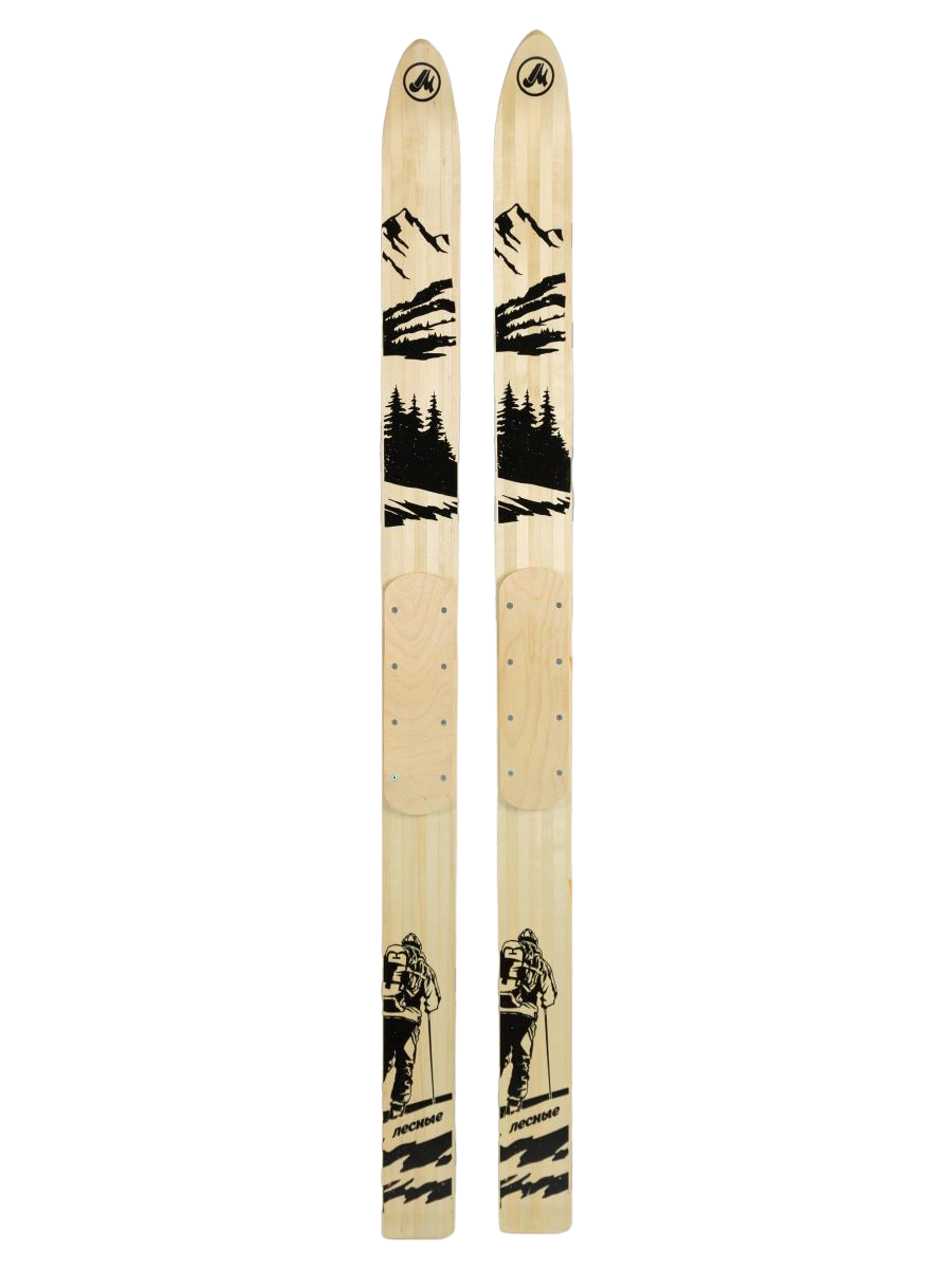 Лыжи охотничьи дерево-пластиковые Маяк ЛЕСНЫЕ 185 х 11 см, с деревянными накладками