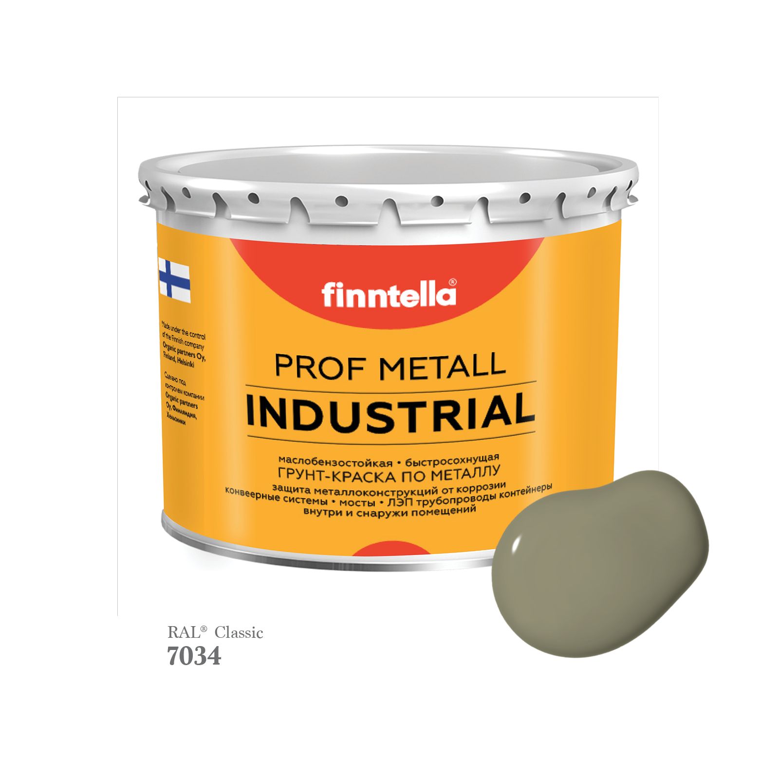 

Краска METALL Prof INDUSTRIAL, цвет RAL7034 Желто-серый (Yellow grey), 2,7л, METALL Prof