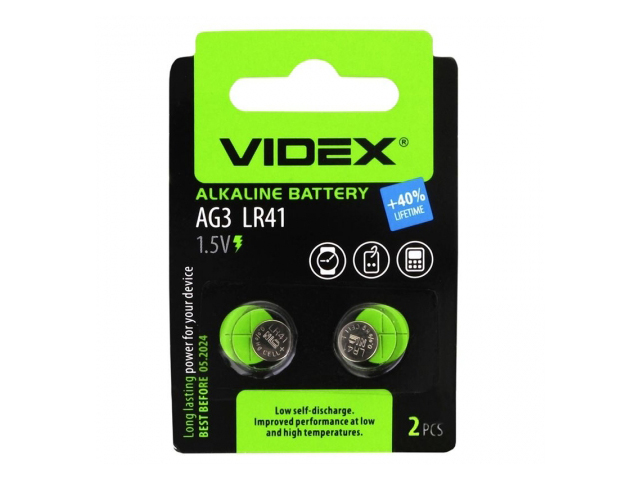 Батарейка  Videx LR41 AG3 2BL (2 штуки)