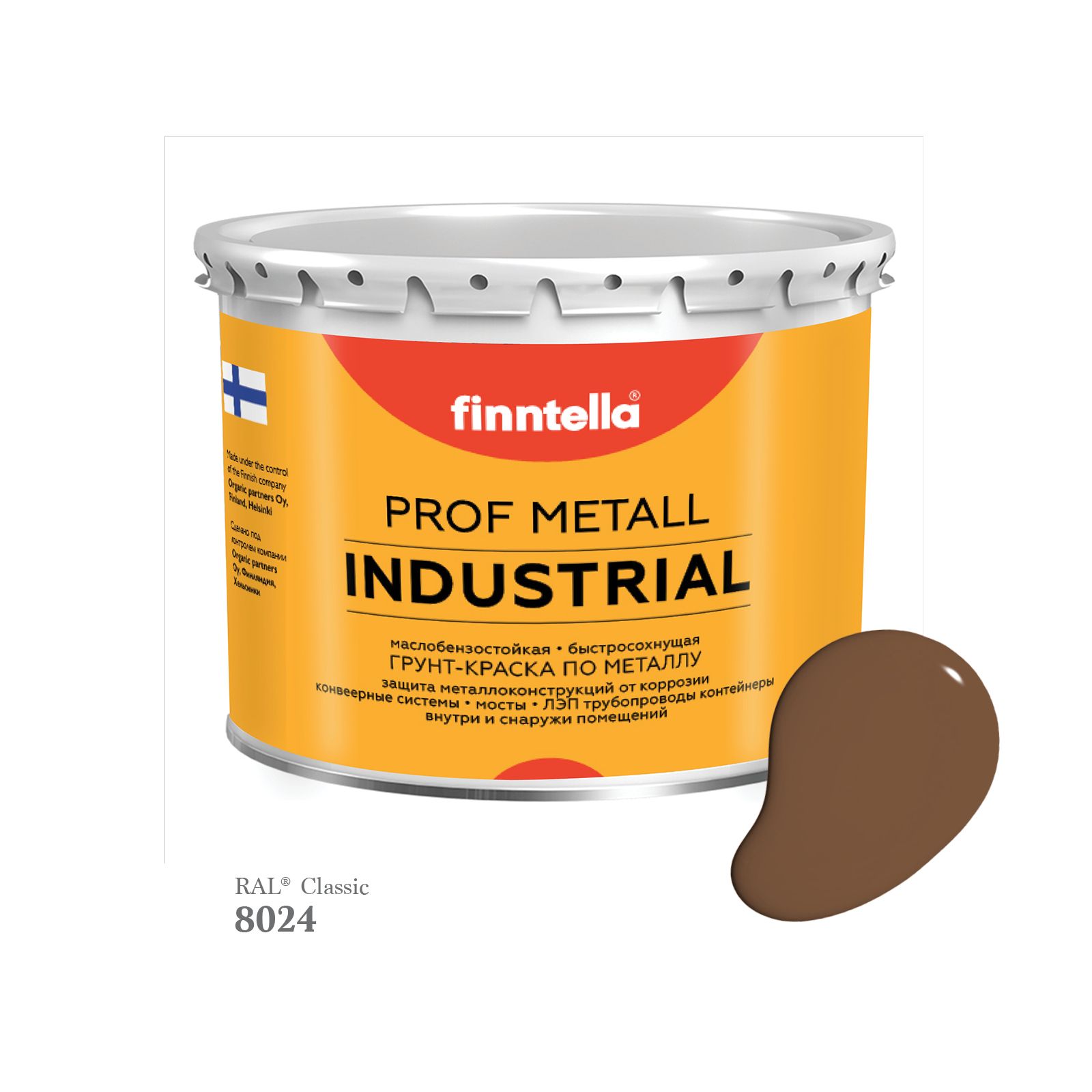 

Краска METALL Prof INDUSTRIAL, цвет RAL8024 Бежево-коричневый (Beige brown), 2,7л, METALL Prof