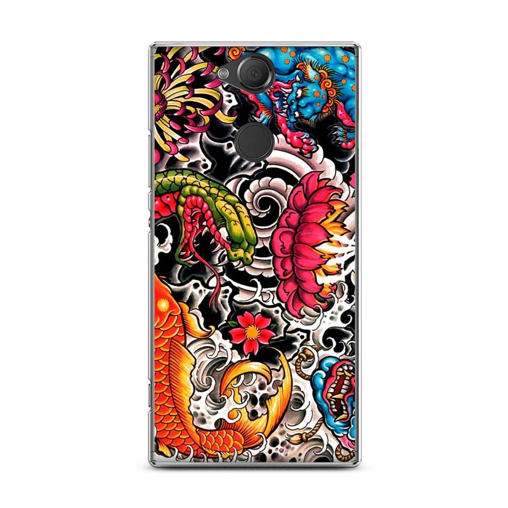 

Чехол на Sony Xperia XA2 Plus "Японское искусство", Красный;оранжевый;голубой, 53550-4