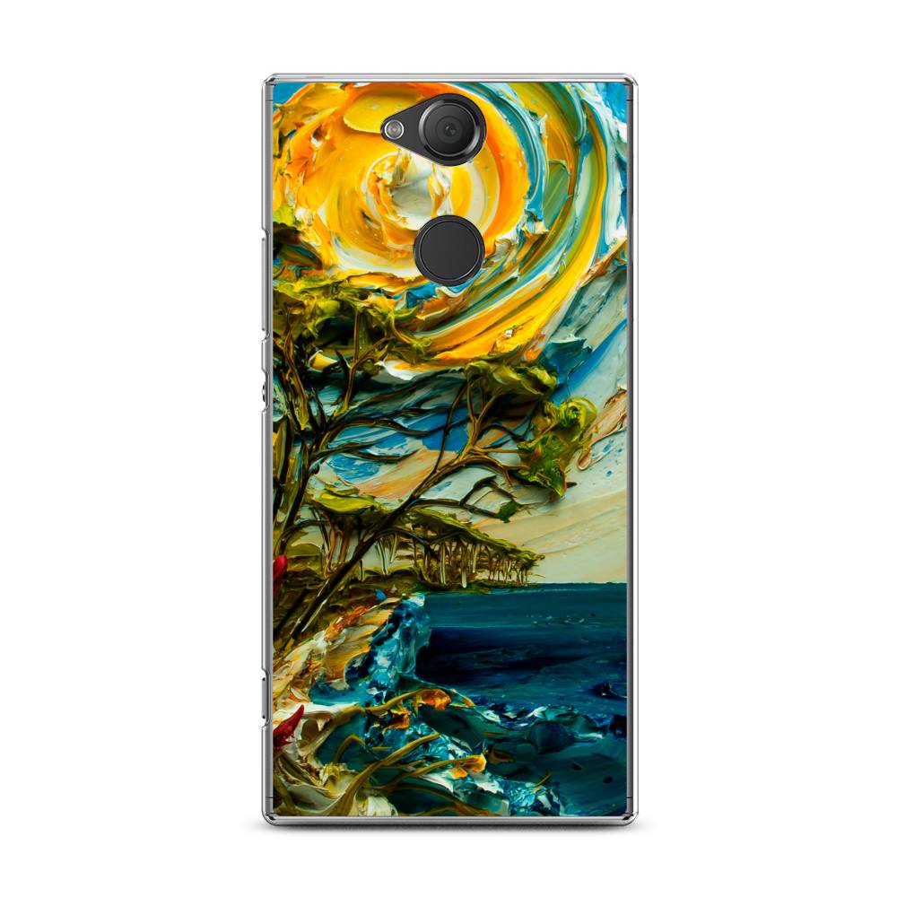 

Чехол на Sony Xperia XA2 Plus "Солнце живопись", Желтый;синий, 53550-4