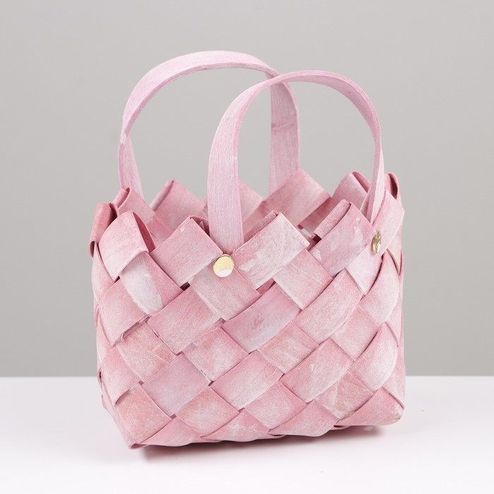 фото Корзина плетёная "сумка", 15x11x17 см, розовый nobrand