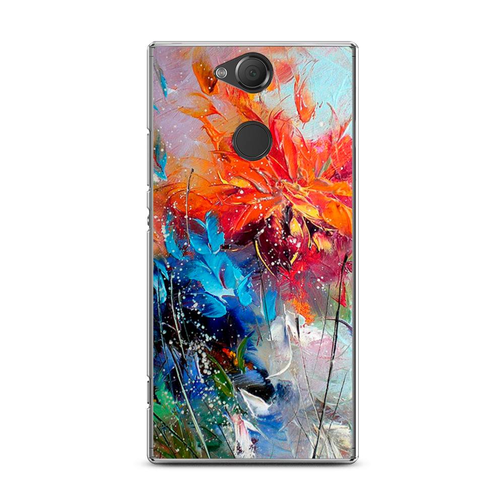 

Чехол на Sony Xperia XA2 Plus "Абстрактные цветы", Оранжевый;синий, 53550-4