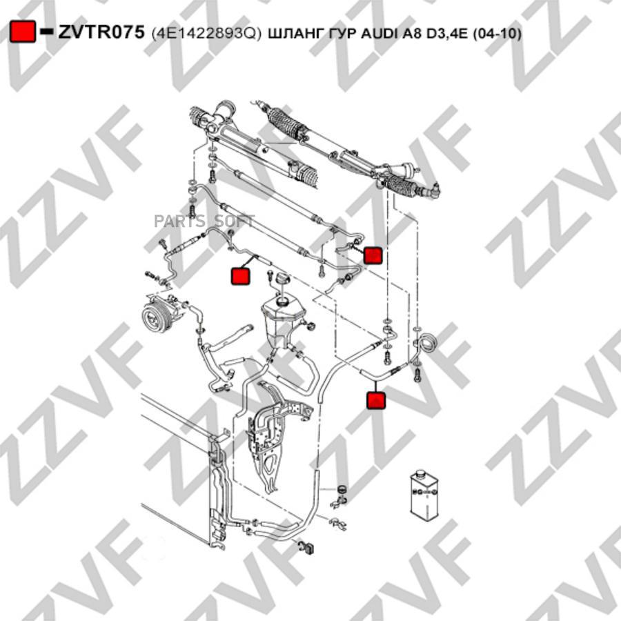 

Шланг Гур Audi A8 D3,4E 04-10 ZZVF ZVTR075