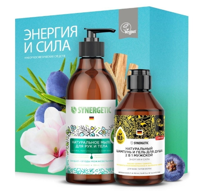 

Набор средств для тела Synergetic Энергия и сила для мужчин 2 предмета