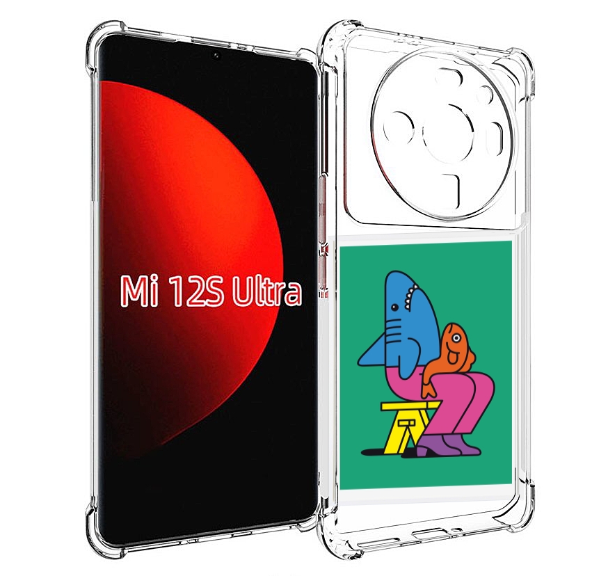 Чехол MyPads акула синяя в штанах для Xiaomi 12S Ultra