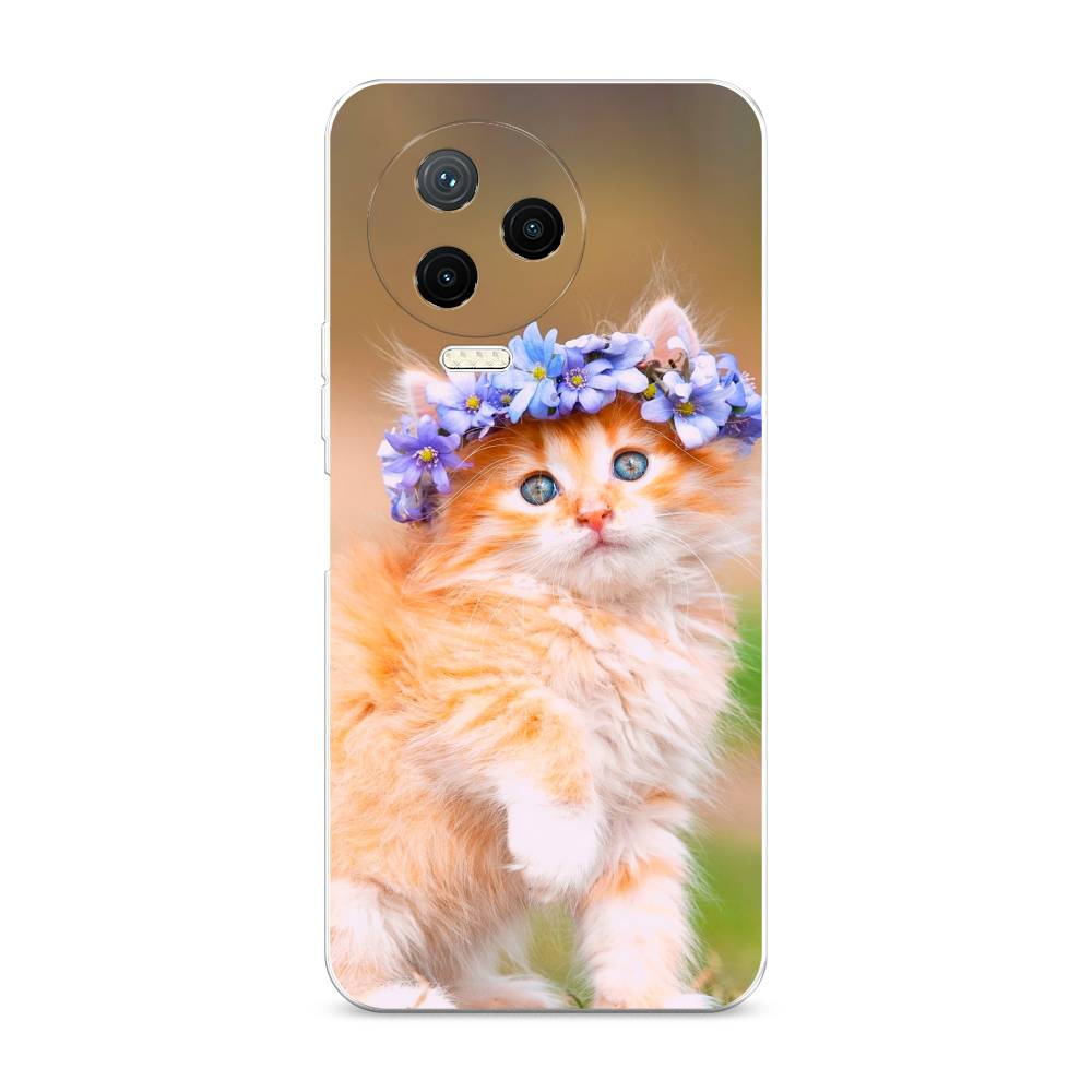 

Чехол Awog на Infinix NOTE 12 2023 / Инфиникс Нот 12 2023 "Рыжий кот в венке", Коричневый;синий
