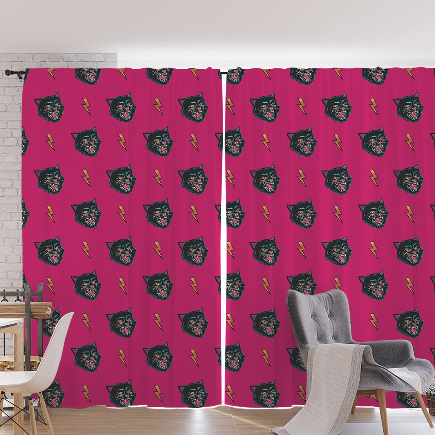 

Фотошторы для кухни и спальни JoyArty "Кот и молния на розовом фоне" 170x265 см, Кот и молния на розовом фоне