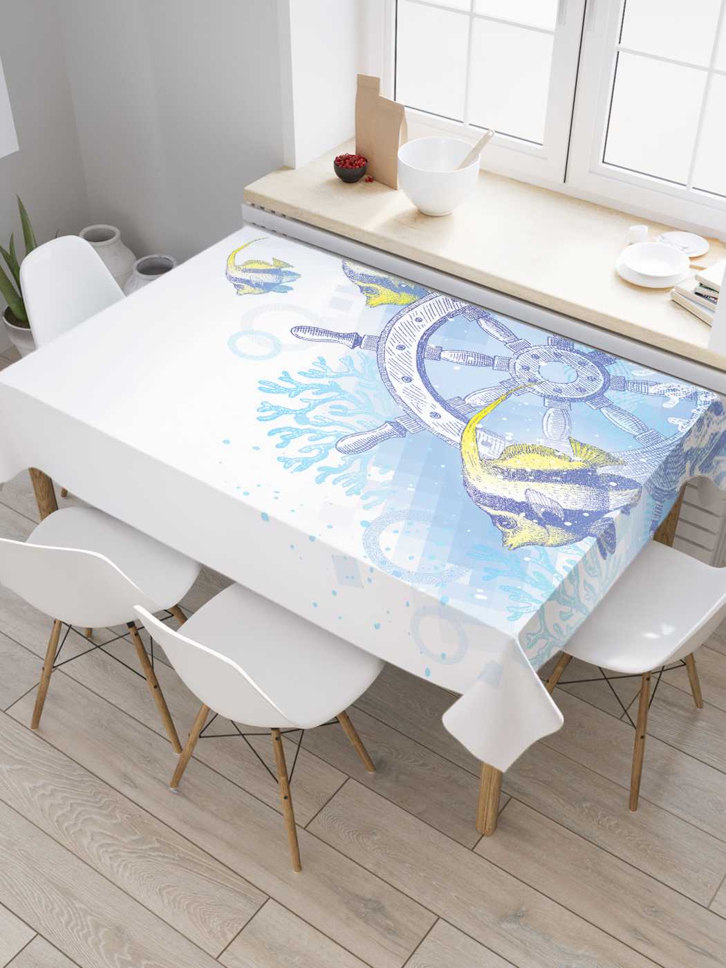 

Скатерть прямоугольная JoyArty "Затонувший штурвал" из оксфорда, 120x145 см, Затонувший штурвал