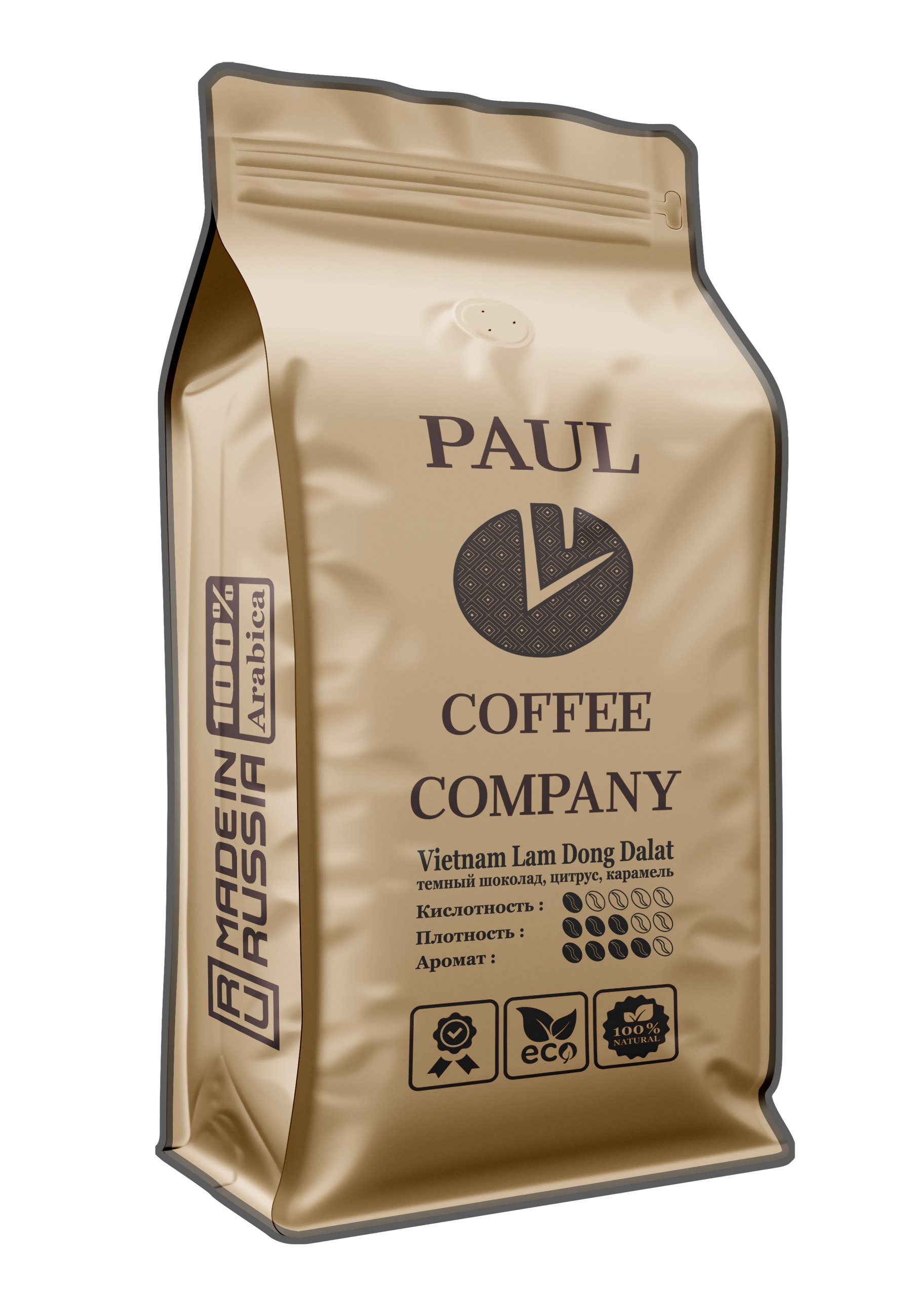 Кофе в зернах Paul Coffee Company Вьетнам Ламдонг Далат Арабика 100%, 250гр