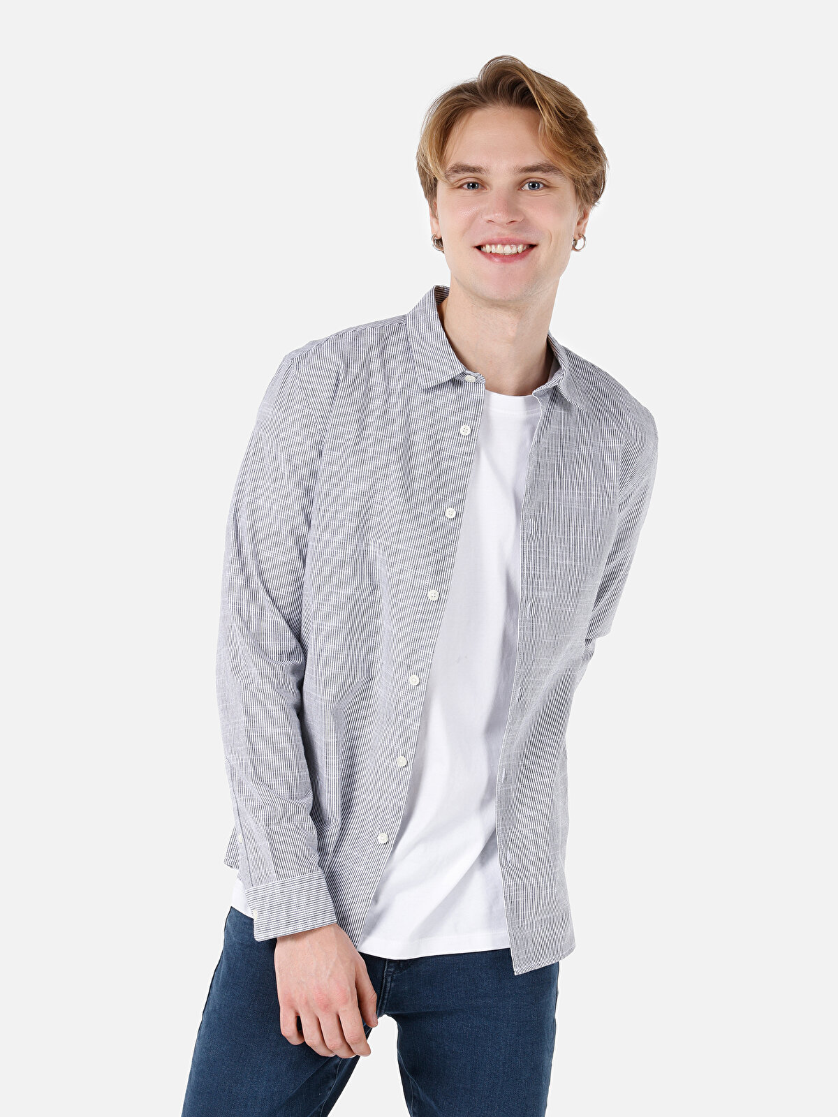 

Рубашка мужская Colin's CL1062631 синяя XL, Синий, CL1062631