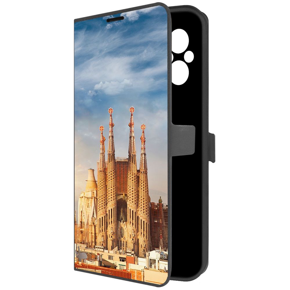 Чехол-книжка Krutoff Eco Book для Xiaomi Poco M5 Испания, Саграда Фамилия (черный)
