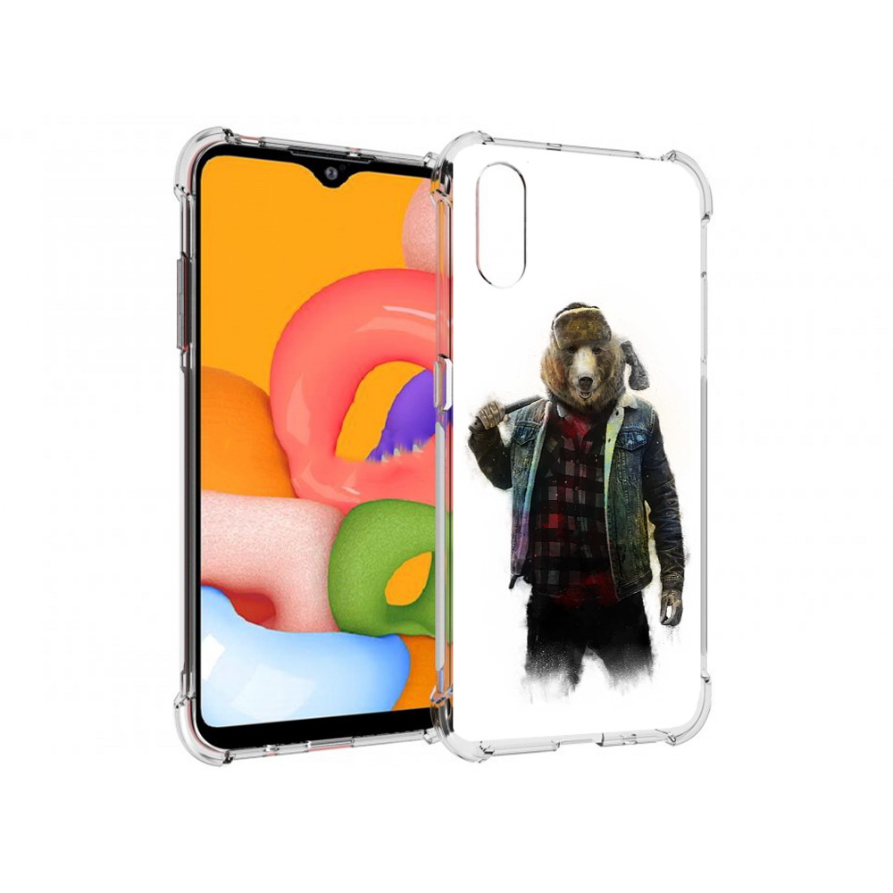 

Чехол MyPads Tocco для Samsung Galaxy A01 медведь с топором (PT144711.509.469), Прозрачный, Tocco