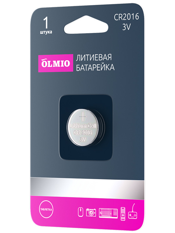 Батарейка Olmio CR2016  (1 штука) 42890