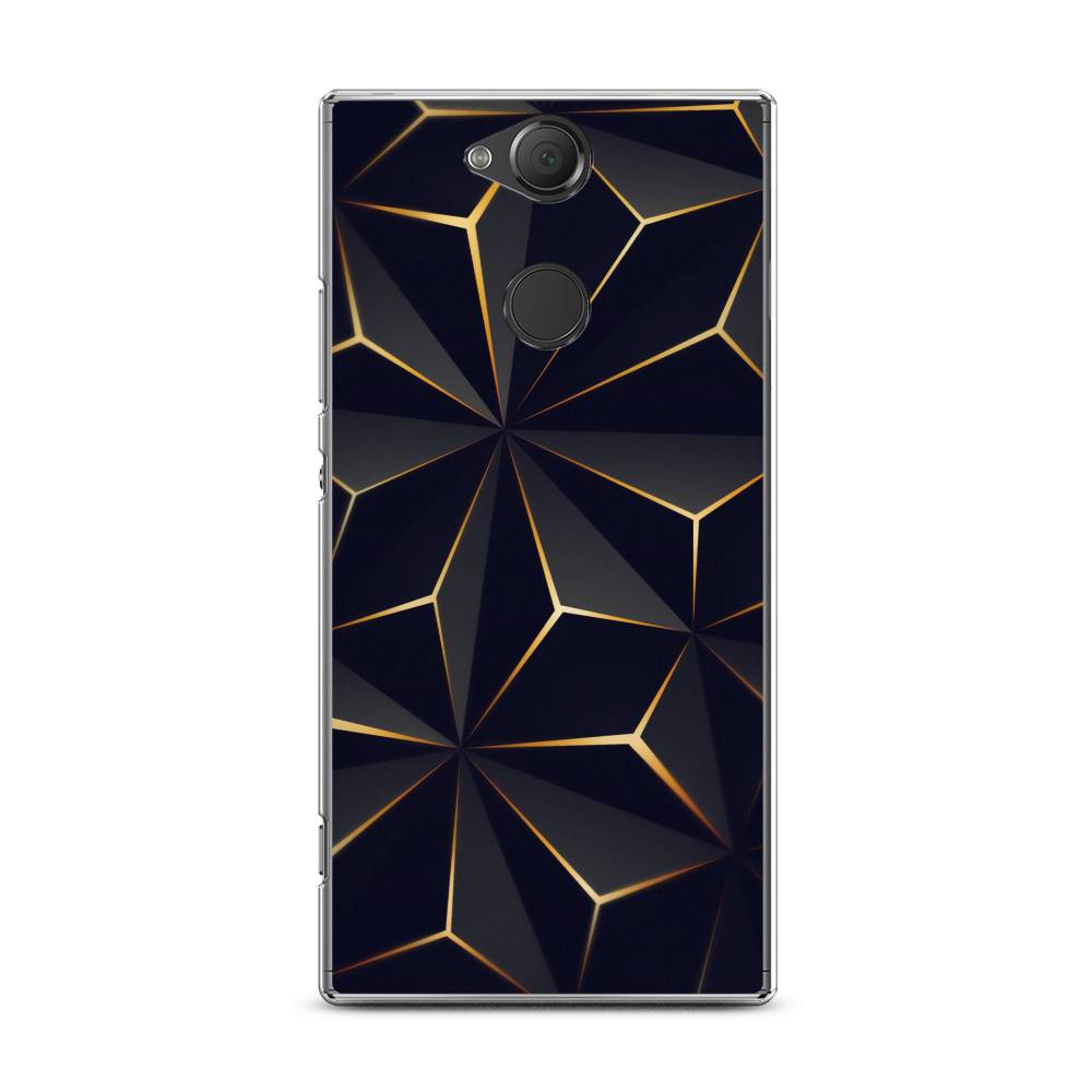

Чехол на Sony Xperia XA2 Plus "Черные полигоны", Золотистый;черный, 53550-3