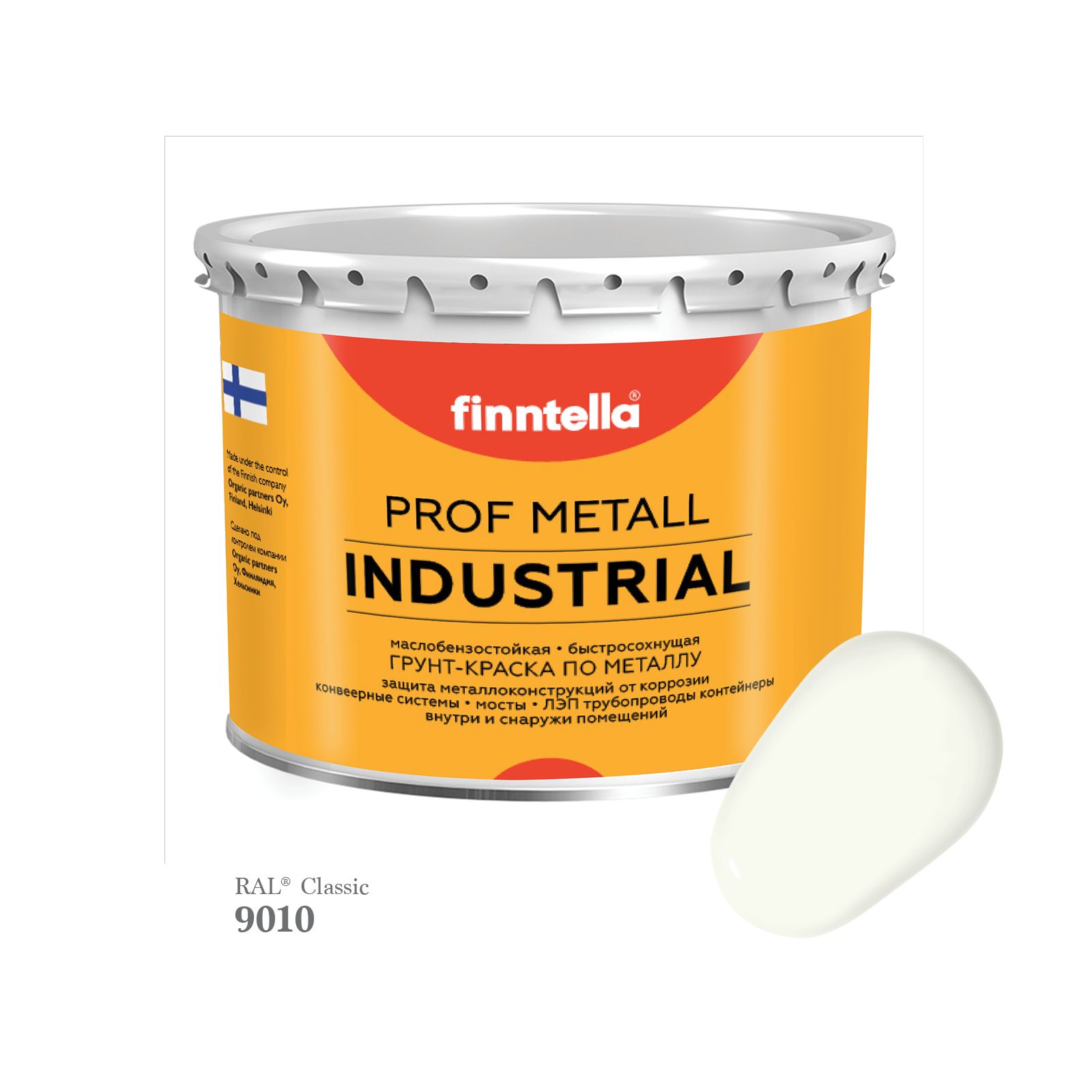 

Краска METALL Prof INDUSTRIAL, цвет RAL9010 Белый (Pure white), 2,7л, METALL Prof