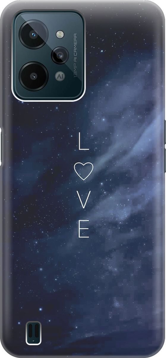 

Силиконовый чехол на realme C31 с принтом "Ночное небо и любовь", Синий;черный, 1569500