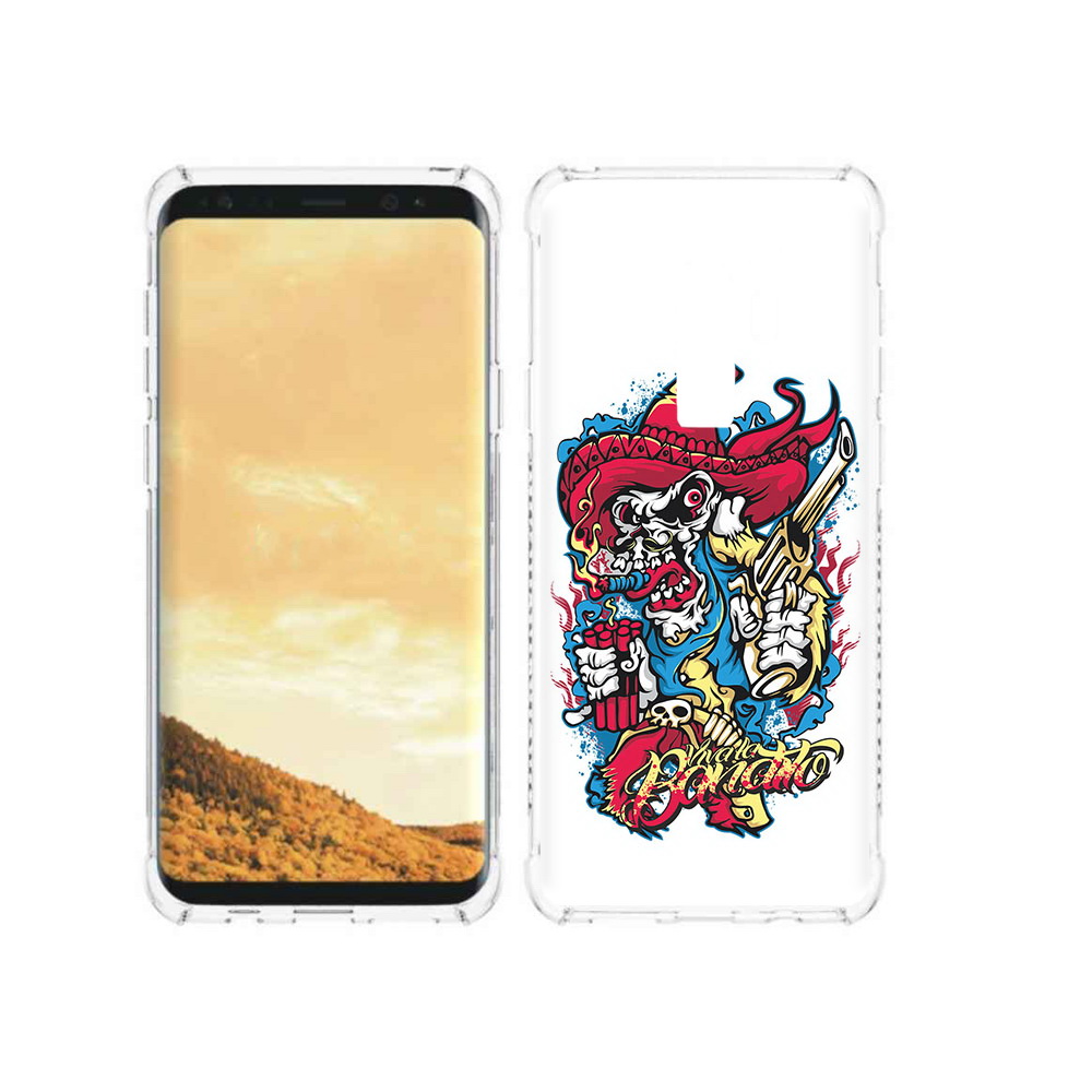 

Чехол MyPads Tocco для Samsung Galaxy S9 нарисованный скелет с писталетом, Прозрачный, Tocco