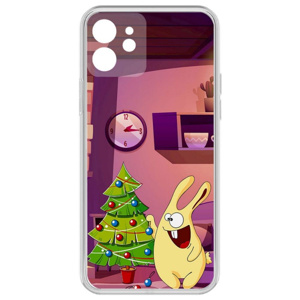 

Чехол-накладка Krutoff Кролик для iPhone 12 с защитой камеры, Прозрачный