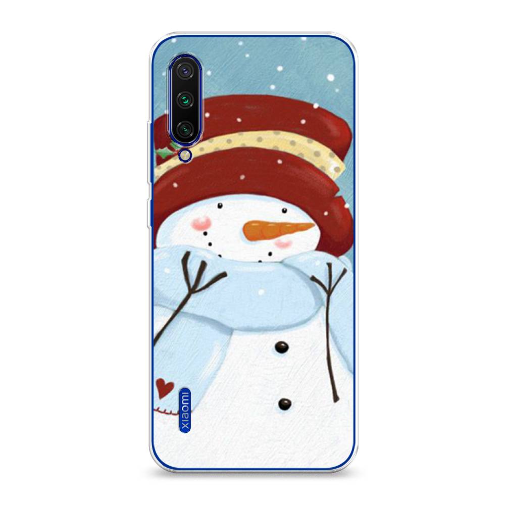 

Чехол на Xiaomi Mi CC9E "Застенчивый снеговик", Голубой;белый;красный, 36050-5