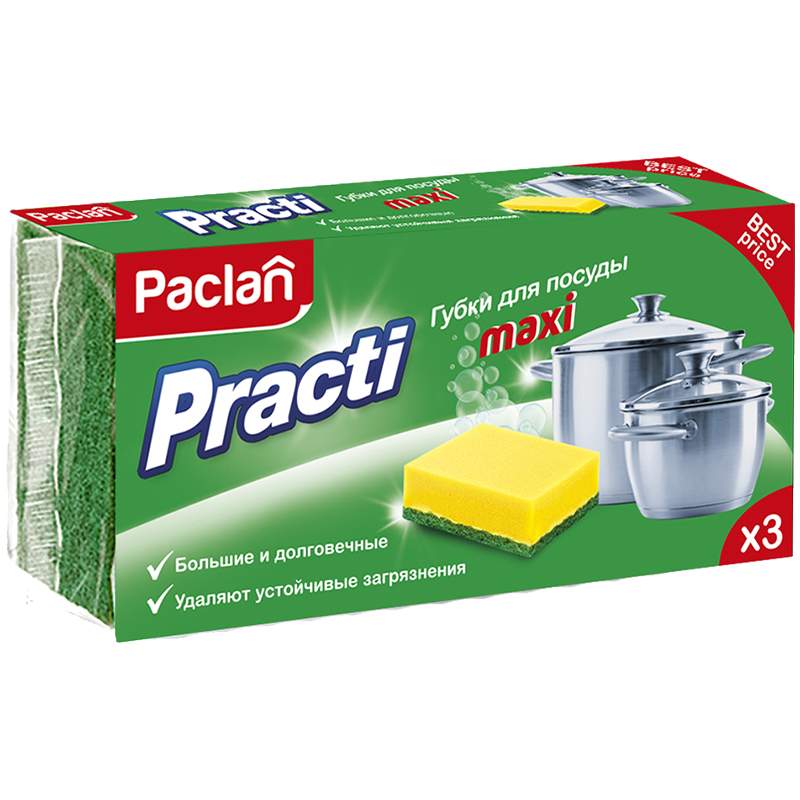 Губки для посуды PACLAN, арт. 239031, 3шт. х 10уп.