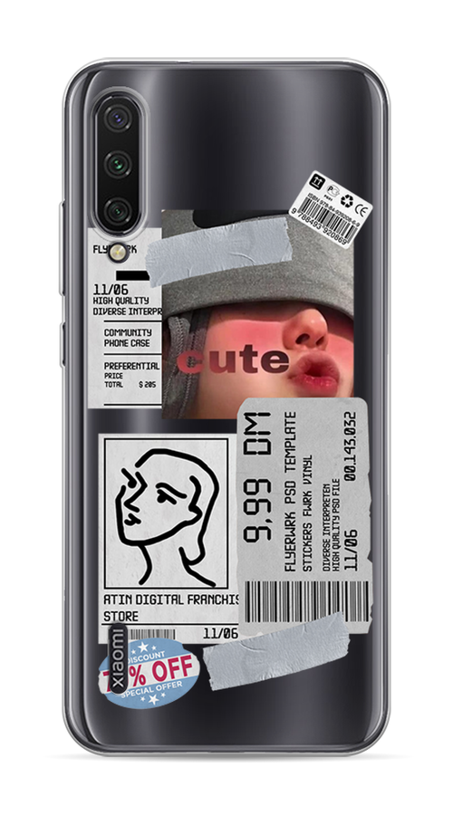 

Чехол на Xiaomi Mi CC9E "Cute girl collage", Розовый;серый;голубой, 36050-6