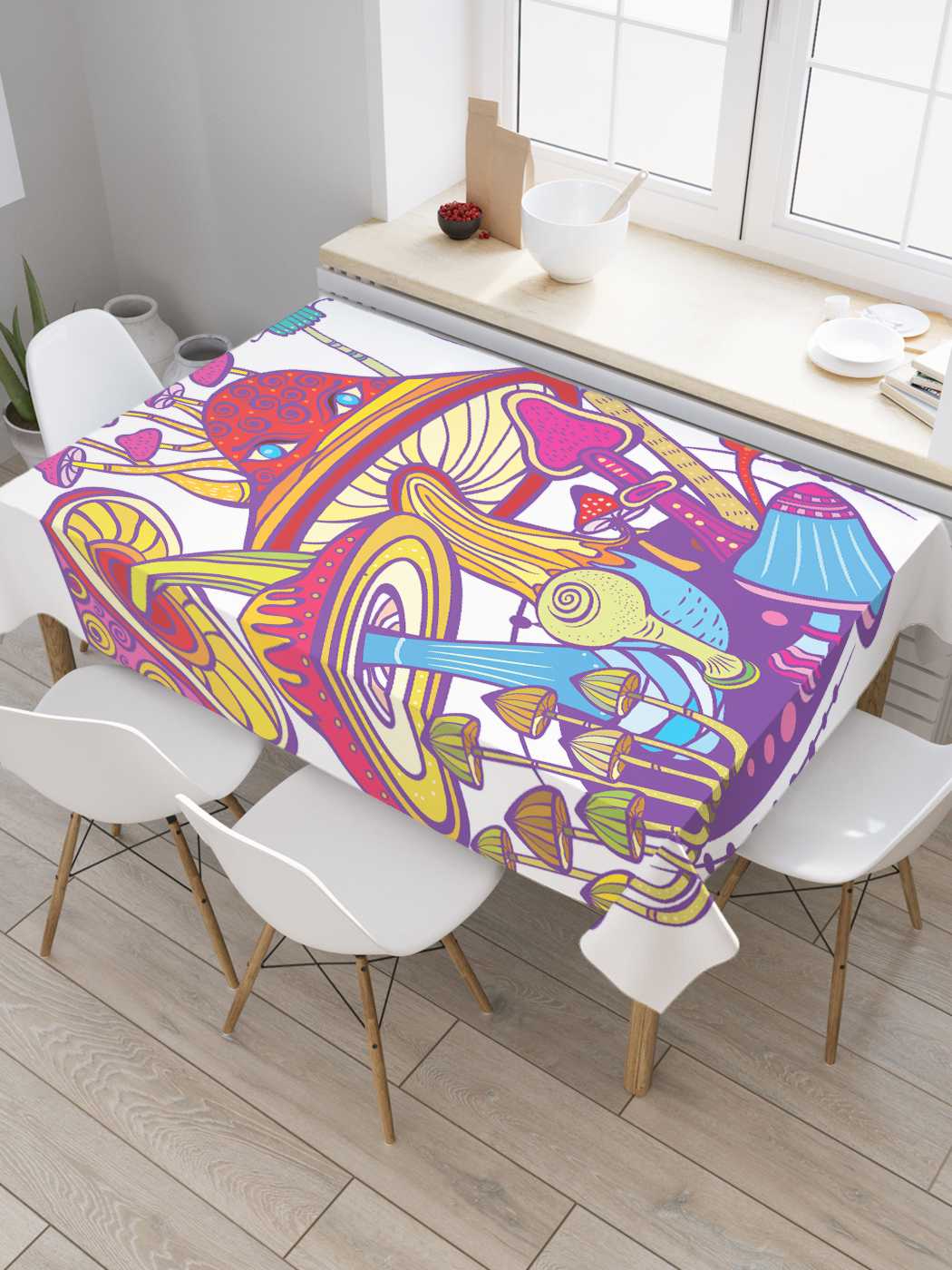 

Скатерть прямоугольная JoyArty "Разнообразие поганок" из сатена, 180x145 см, Разнообразие поганок