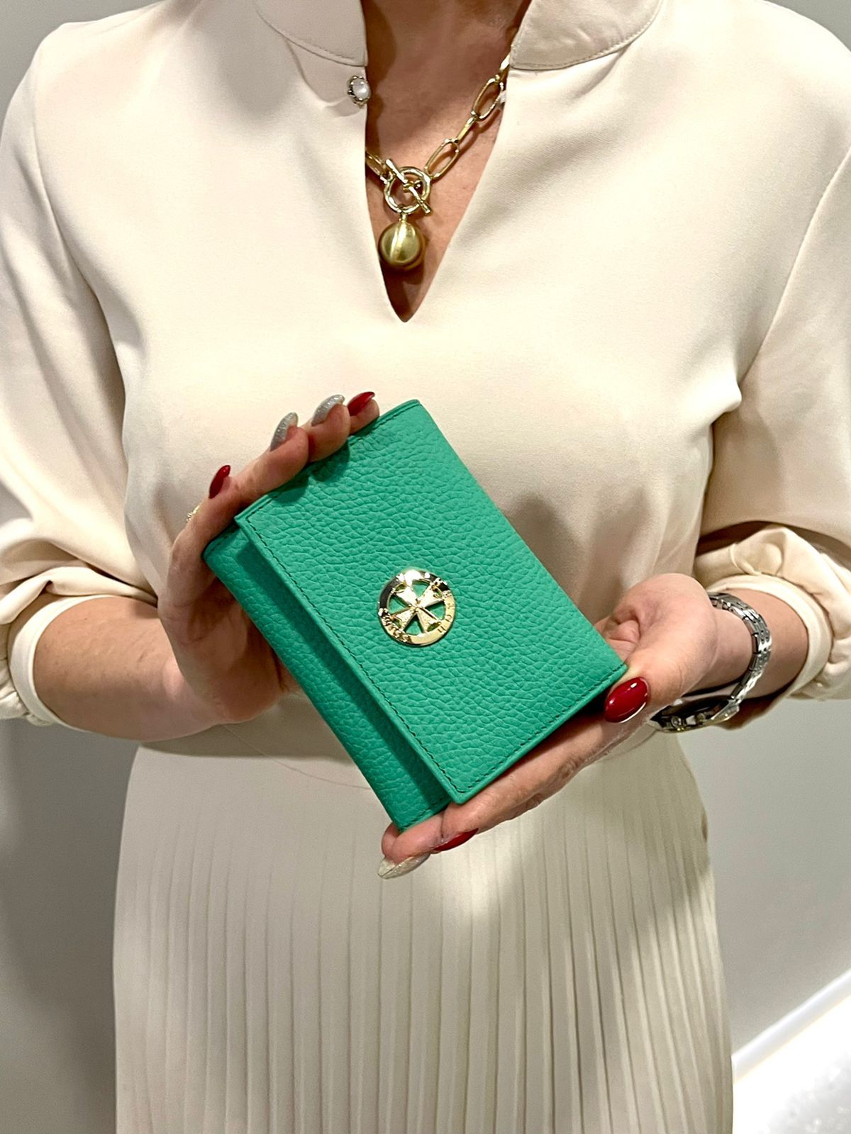 

Кошелек женский Narvin 9569 polo emerald, Бирюзовый, 9569