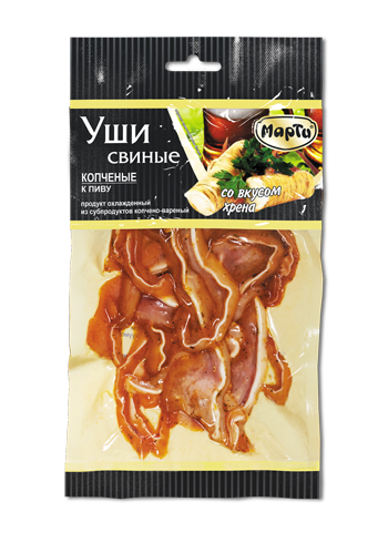 Уши Марти копченые к пиву со вкусом хрена 100 г