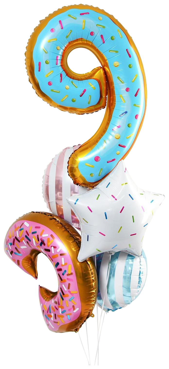 

Букет из шаров «9 лет, пончик», фольга, набор из 5 шт., Разноцветный