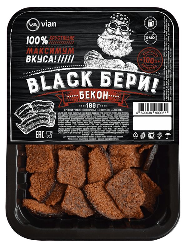 

Гренки ржано-пшеничные BLACK БЕРИ! бекон 100 г