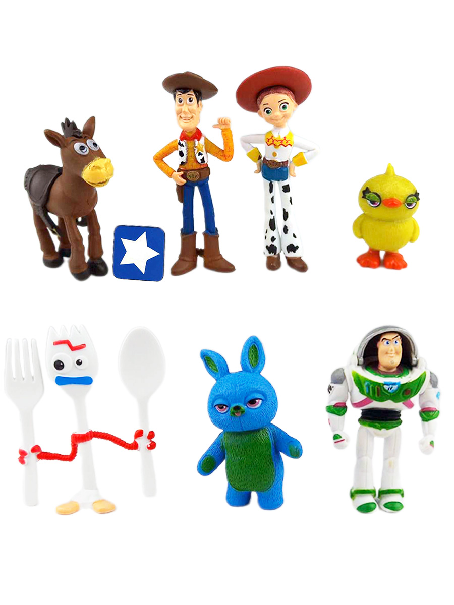 Фигурки История игрушек Toy Story 7 в 1 Базз Вуди Джесси Булзай Вилкинс 4-7,5 см фигурка mattel toy story 4 из персонажей история игрушек 4 мини 7