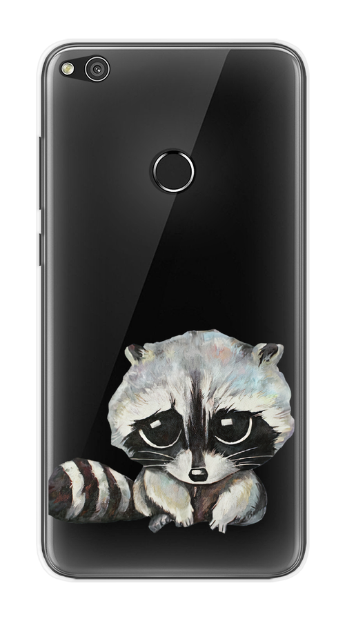 

Чехол на Honor 8 Lite, Huawei P8 Lite "Большеглазый енот", Серый;черный;прозрачный, 61550-1