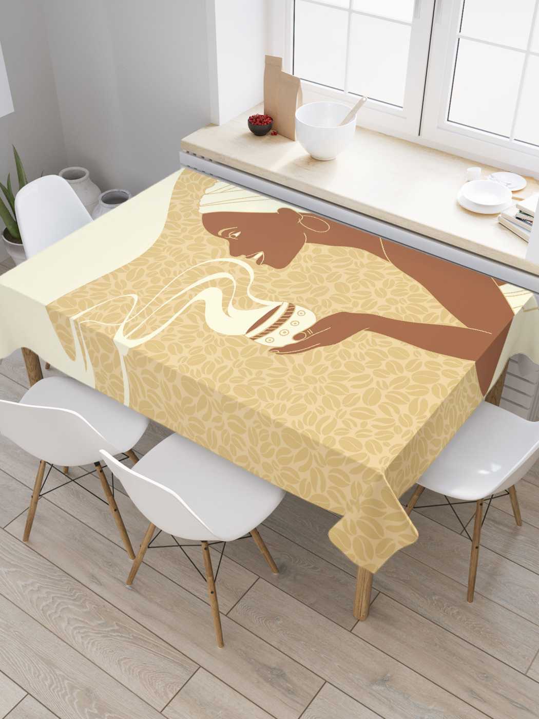 

Скатерть прямоугольная JoyArty "Африканский чай" из сатена, 180x145 см, Африканский чай