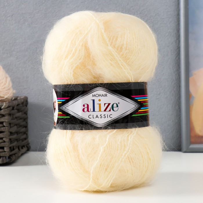 

Пряжа "Mohair classic" 25% мохер, 24% шерсть, 51% акрил 200м/100гр (01 кремовый), Бежевый, Пряжа для вязания "Mohair classic NEW"
