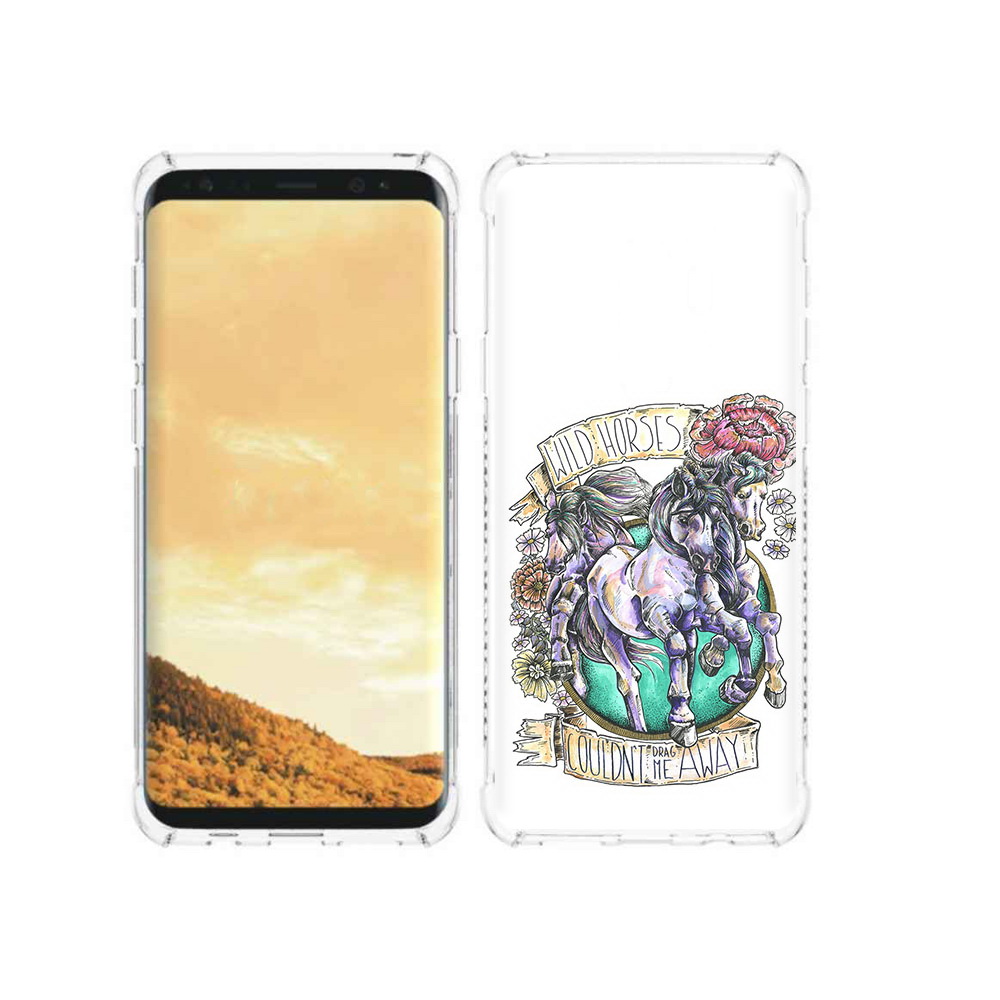 

Чехол MyPads Tocco для Samsung Galaxy S9 рисунок коней в цветах (PT98329.588.582), Прозрачный, Tocco