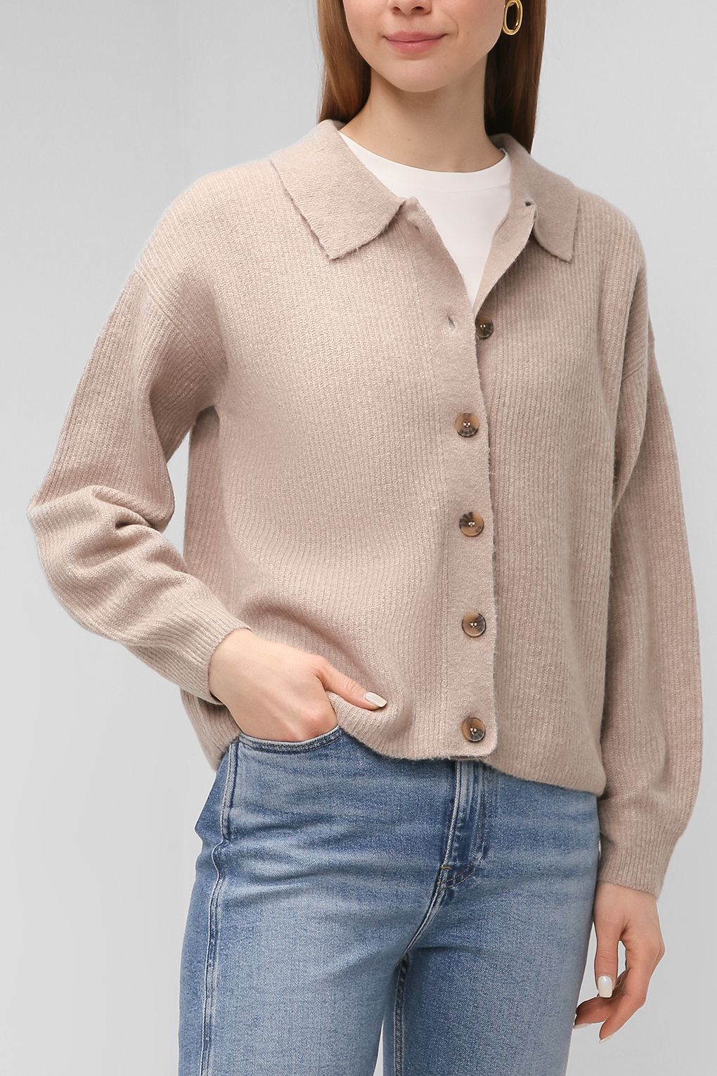 Кардиган женский Esprit 012EE1I326 бежевый XL