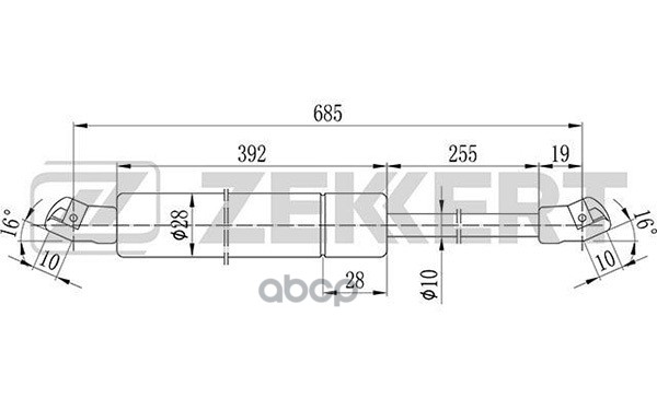 фото Амортизатор багажника zekkert gf1023 vw transporter iv 90- zekkert арт. gf1023