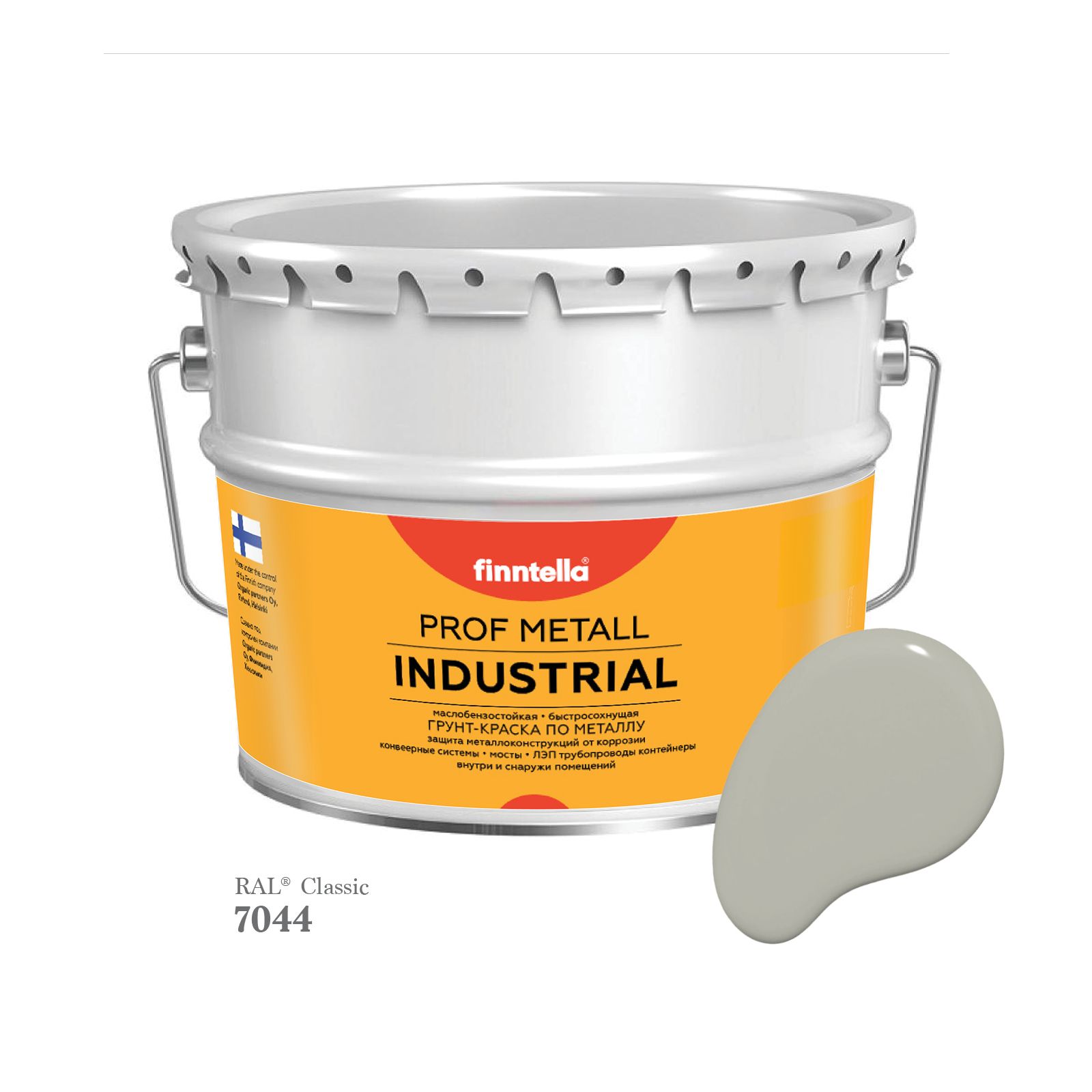 

Краска METALL Prof INDUSTRIAL, цвет RAL7044 Серый шелк (Silk grey), 9л, METALL Prof