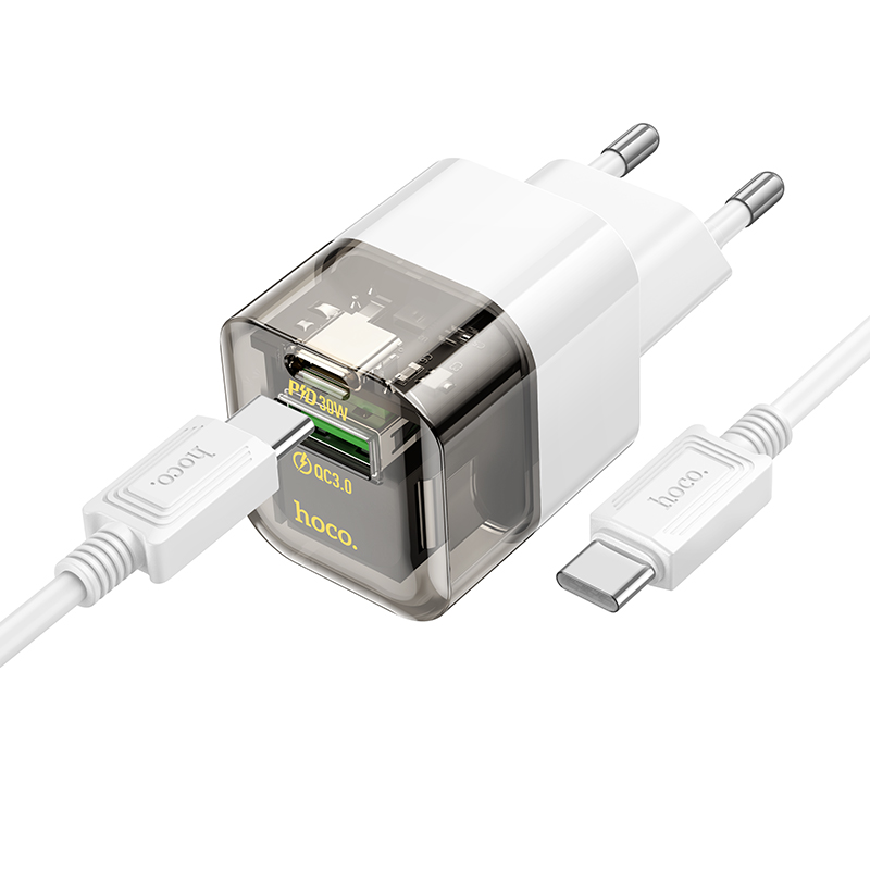 

Сетевое зарядное устройство Hoco type-c - type-c 1xUSB, 1xUSB Type-C 30W, черный