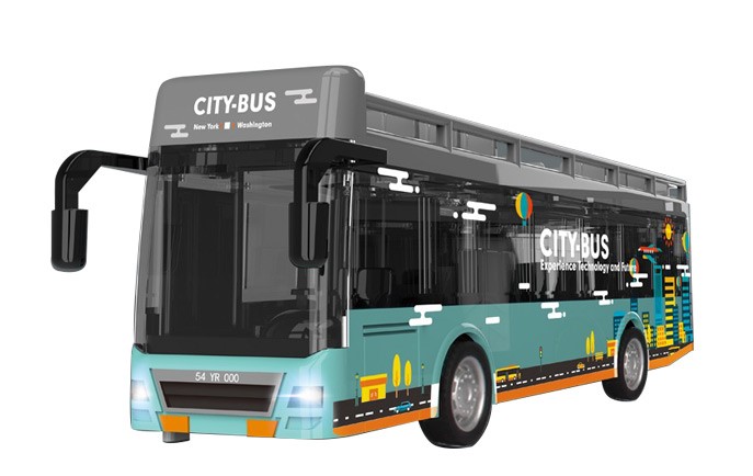 Автобус городской двухэтажный MSN Toys со светом и звуком 20 см. YD6630A